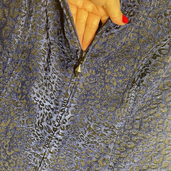 Susan Graver Vest Women 18W Blue Animal Print Sleeveless Full Zip Collared Top - Picture 3 of 10